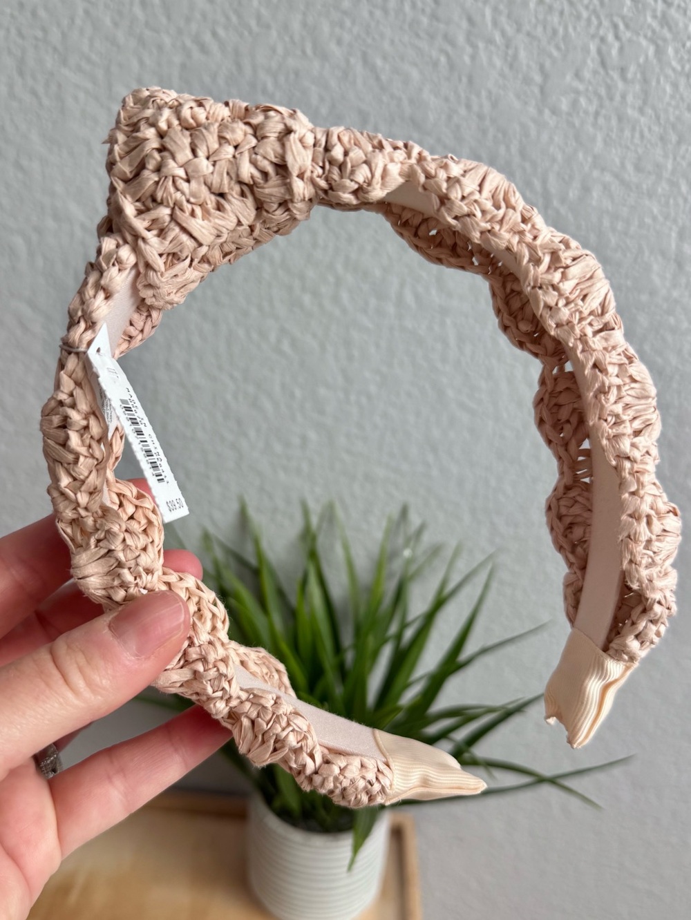 JCREW CROCHET RAFFIA WIDE KNOT HEADBAND NWT